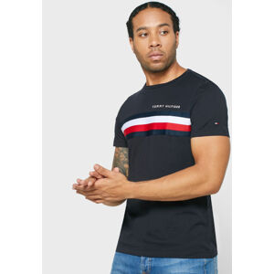 Tommy Hilfiger pánské černé tričko GLOBAL STRIPE - XL (BDS)